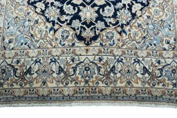 Full view of New Nain rug from Iran / Persia, 290 × 161 cm in Blue tones