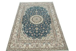 Surface texture of New Nain rug with natural Wool and intricate pattern