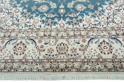 Full view of New Nain rug from Iran / Persia, 244 × 170 cm in Green tones