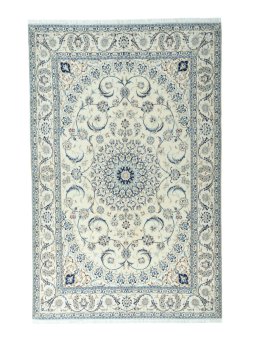 Full view of 2000s Nain rug from Iran / Persia, 308 × 198 cm in Beige tones