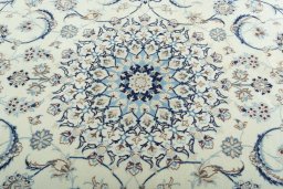 Central medallion detail of 2000s Nain rug from Iran / Persia