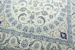 Close-up detail of 2000s Nain rug from Iran / Persia showing Wool weave