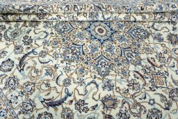 Close-up detail of New Nain rug from Iran / Persia showing Wool weave