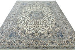Surface texture of New Nain rug with natural Wool and intricate pattern