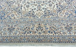 Full view of New Nain rug from Iran / Persia, 403 × 303 cm in Beige tones
