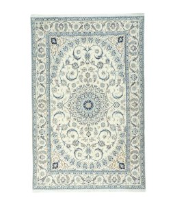 Full view of New Nain rug from Iran / Persia, 311 × 203 cm in Beige tones