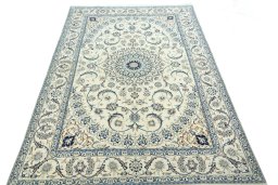 Surface texture of New Nain rug with natural Wool and intricate pattern