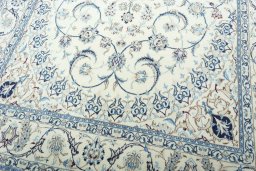 Close-up detail of New Nain rug from Iran / Persia showing Wool weave