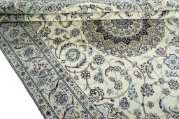 Close-up detail of New Nain rug from Iran / Persia showing Wool weave