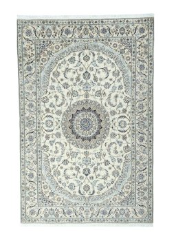Full view of New Nain rug from Iran / Persia, 303 × 200 cm in Beige tones