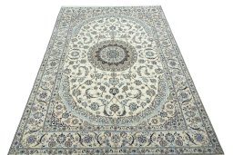 Surface texture of New Nain rug with natural Wool and intricate pattern