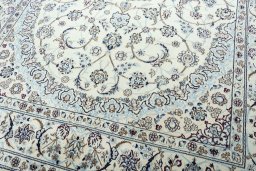 Close-up detail of New Nain rug from Iran / Persia showing Wool weave