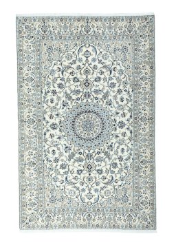 Full view of 2000s Nain rug from Iran / Persia, 312 × 202 cm in Beige tones