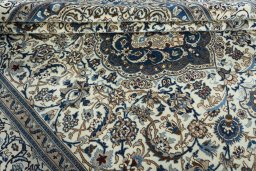 Close-up detail of New Nain rug from Iran / Persia showing Wool weave