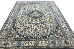 Surface texture of New Nain rug with natural Wool and intricate pattern