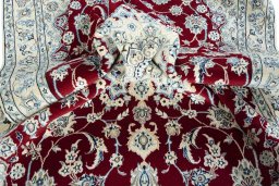 Surface texture of New Nain rug with natural Wool and intricate pattern