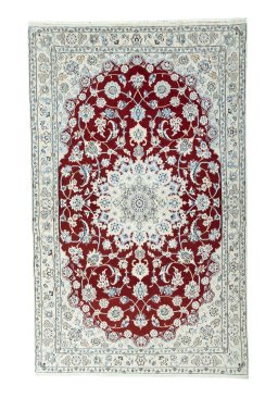 Full view of New Nain rug from Iran / Persia, 207 × 128 cm in Red tones