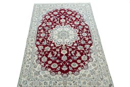 Surface texture of New Nain rug with natural Wool and intricate pattern
