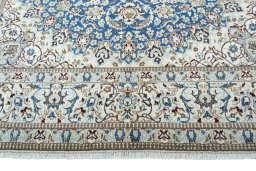 Full view of 2000s Nain rug from Iran / Persia, 313 × 206 cm in Blue tones