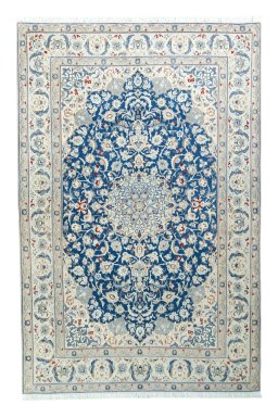 Full view of 2000s Nain rug from Iran / Persia, 307 × 202 cm in Blue tones