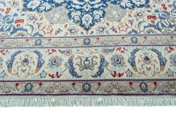 Full view of 2000s Nain rug from Iran / Persia, 307 × 202 cm in Blue tones