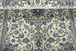 Close-up detail of New Nain rug from Iran / Persia showing Cork weave