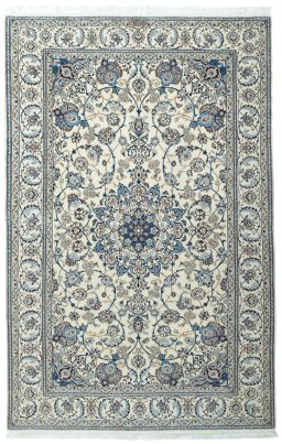 Full view of New Nain rug from Iran / Persia, 199 × 129 cm in Beige tones
