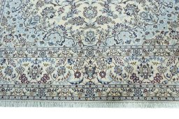 Full view of 2000s Nain rug from Iran / Persia, 350 × 246 cm in Beige tones