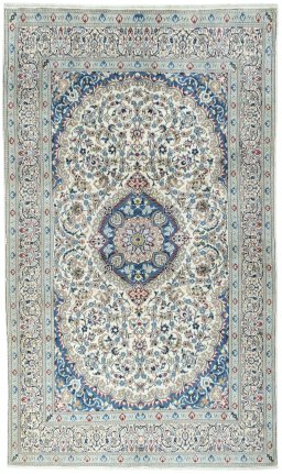 Full view of 2000s Nain rug from Iran / Persia, 327 × 195 cm in Beige tones