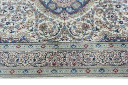 Full view of 2000s Nain rug from Iran / Persia, 327 × 195 cm in Beige tones
