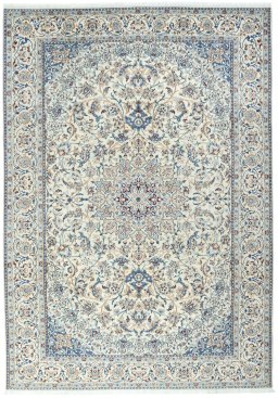 Full view of 2000s Nain rug from Iran / Persia, 363 × 256 cm in Beige tones