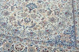 Close-up detail of 2000s Nain rug from Iran / Persia showing Wool weave