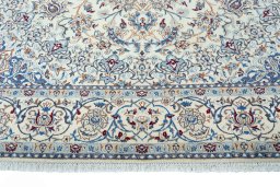Full view of 2000s Nain rug from Iran / Persia, 363 × 256 cm in Beige tones