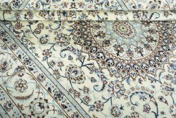 Close-up detail of New Nain rug from Iran / Persia showing Wool weave