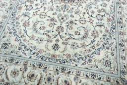 Close-up detail of New Nain rug from Iran / Persia showing Wool weave