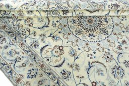 Close-up detail of New Nain rug from Iran / Persia showing Wool weave