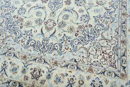 Close-up detail of New Nain rug from Iran / Persia showing Wool weave