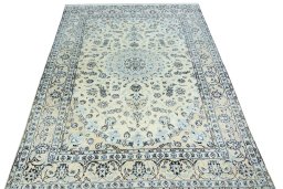 Surface texture of New Nain rug with natural Wool and intricate pattern
