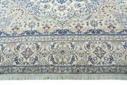 Full view of 2000s Nain rug from Iran / Persia, 407 × 264 cm in Beige tones