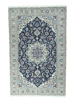 Full view of 2000s Nain rug from Iran / Persia, 251 × 163 cm in Blue tones