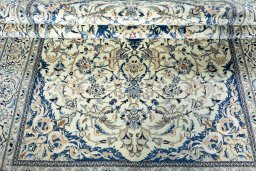 Close-up detail of 2000s Nain rug from Iran / Persia showing Wool weave