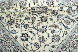 Close-up detail of 2000s Nain rug from Iran / Persia showing Wool weave