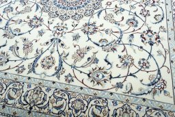 Close-up detail of 2000s Nain rug from Iran / Persia showing Wool weave