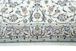 Full view of 2000s Nain rug from Iran / Persia, 200 × 195 cm in Beige tones