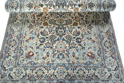 Close-up detail of 2000s Nain rug from Iran / Persia showing Wool weave