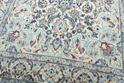 Close-up detail of 2000s Nain rug from Iran / Persia showing Wool weave