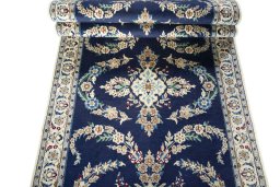 Full view of 2000s Nain rug from Iran / Persia, 485 × 101 cm in Blue tones