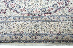 Full view of 2000s Nain rug from Iran / Persia, 440 × 312 cm in Beige tones