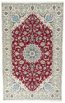 Full view of New Nain rug from Iran / Persia, 267 × 167 cm in Red tones