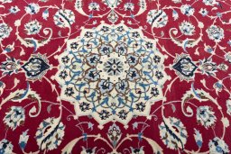 Central medallion detail of New Nain rug from Iran / Persia